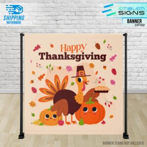 Cute Turkey Characters Banner